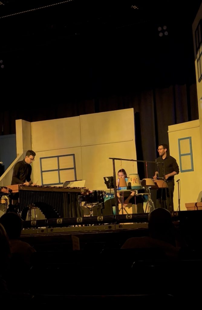 Beat³ Percussion durante un momento de la actuación en el Ateneo Musical Mirandés